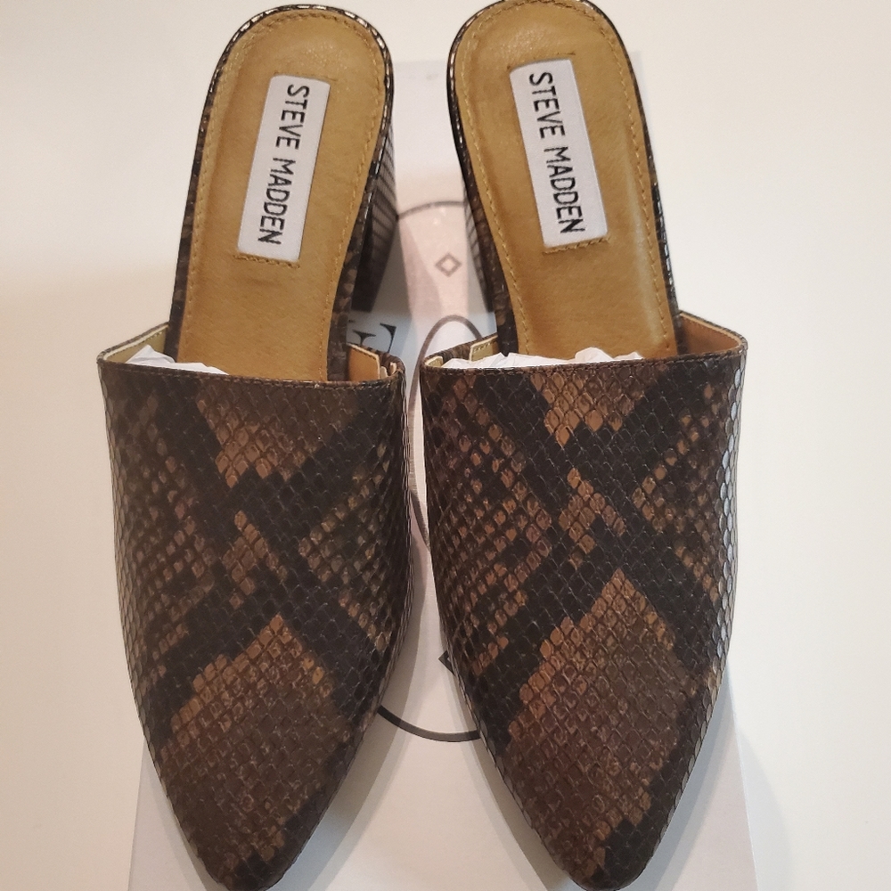 Steve Madden Brown Snakeskin Block Heel